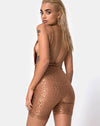 Image of Acro Unitard in Leopard Sheen Net Caramel