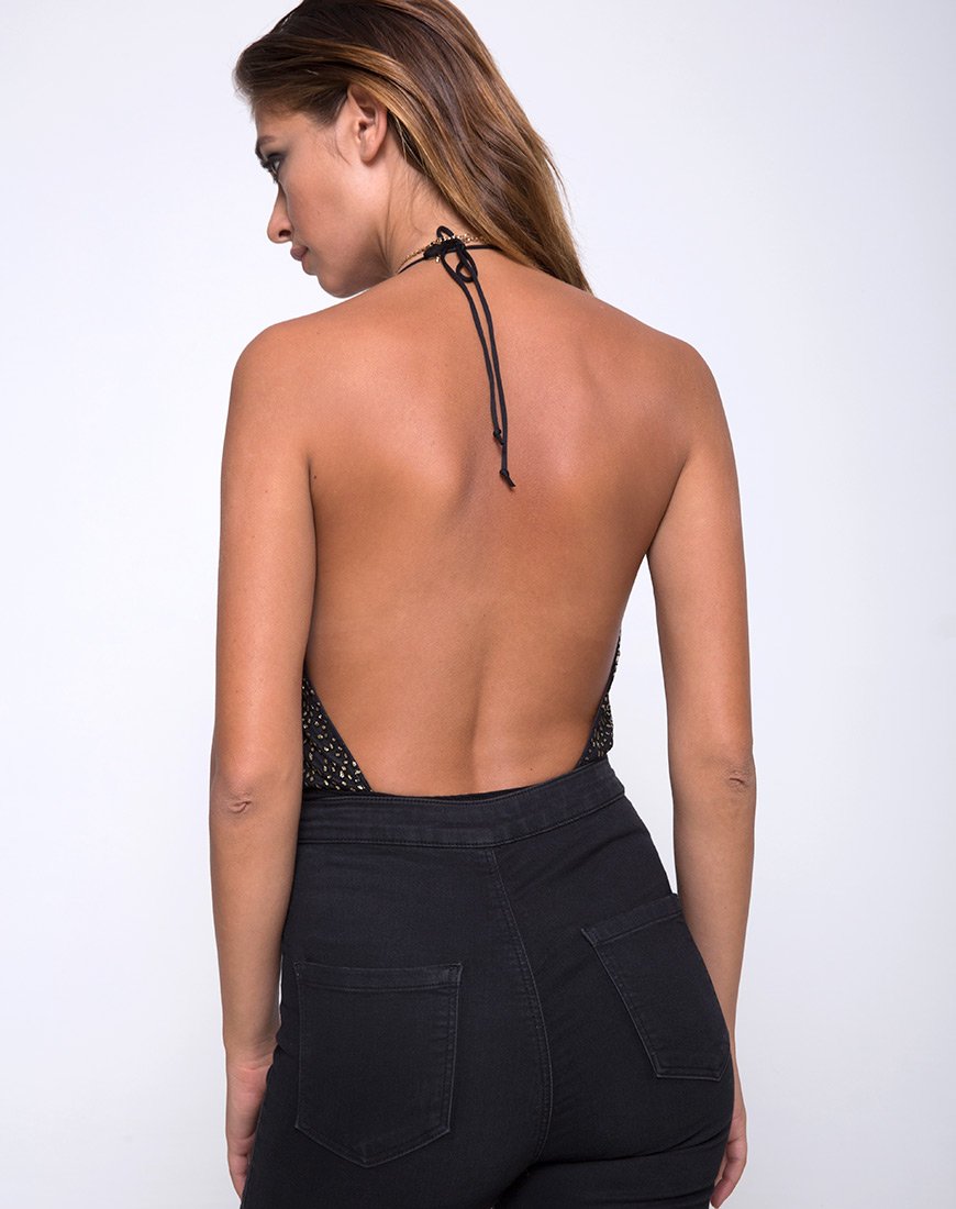 Image of Adela Bodice in Glitter Net Animal Black