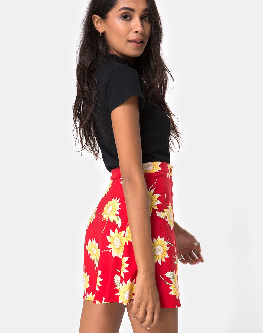 Image of Andrea Skater Skirt in Sunny Days Red