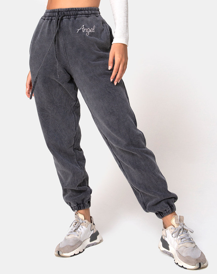 Basta Jogger in Acid Washed Black with Angel Embro