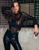 Image of Berani Highneck Bodice in Animal Black Net