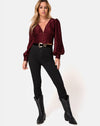 Image of Bina Crop Top in Satin Cheetah Burgundy