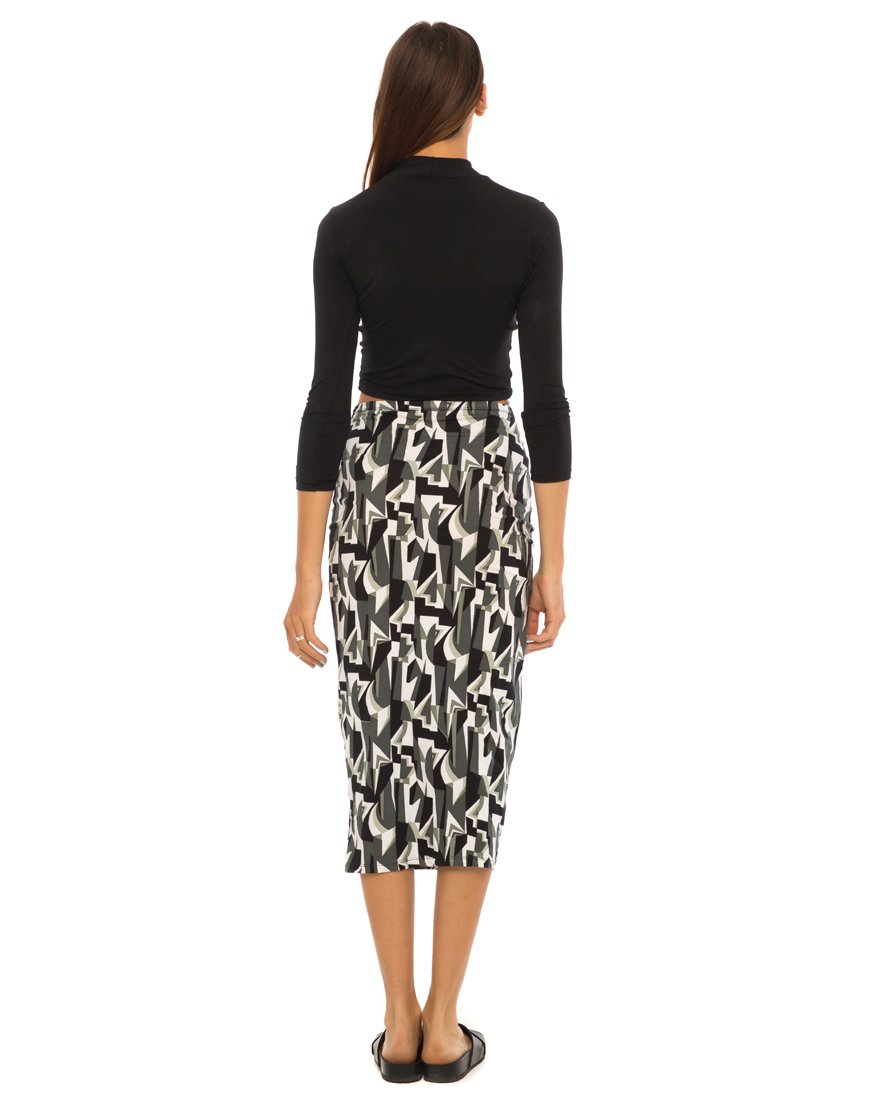 Image of Motel Bobby Midi Skirt in Geo Pop Black and White