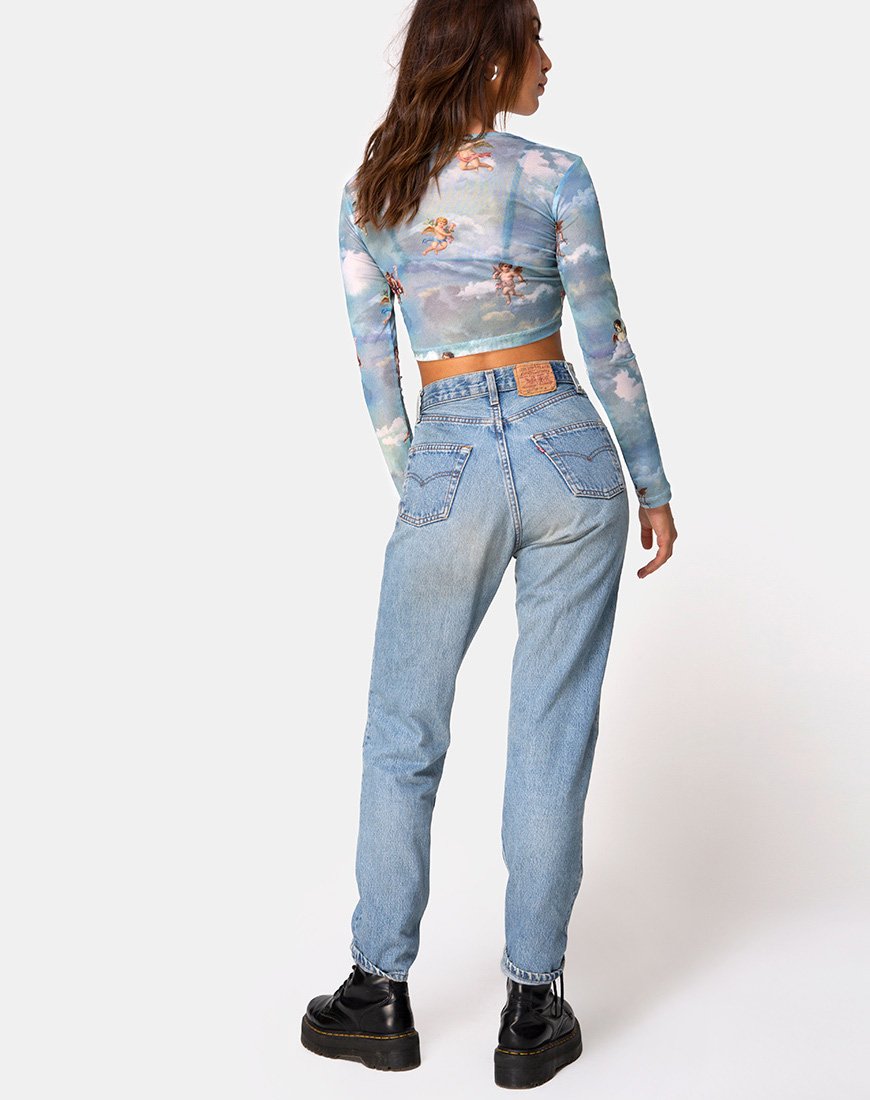 Image of Bonnie Crop Top in Angel Sky Blue Mesh
