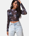 Image of Bonnie Top in Grey Rose Mesh