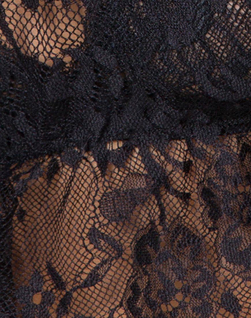 Image of Stacey Crop Top in Floral Eyelash Lace Black