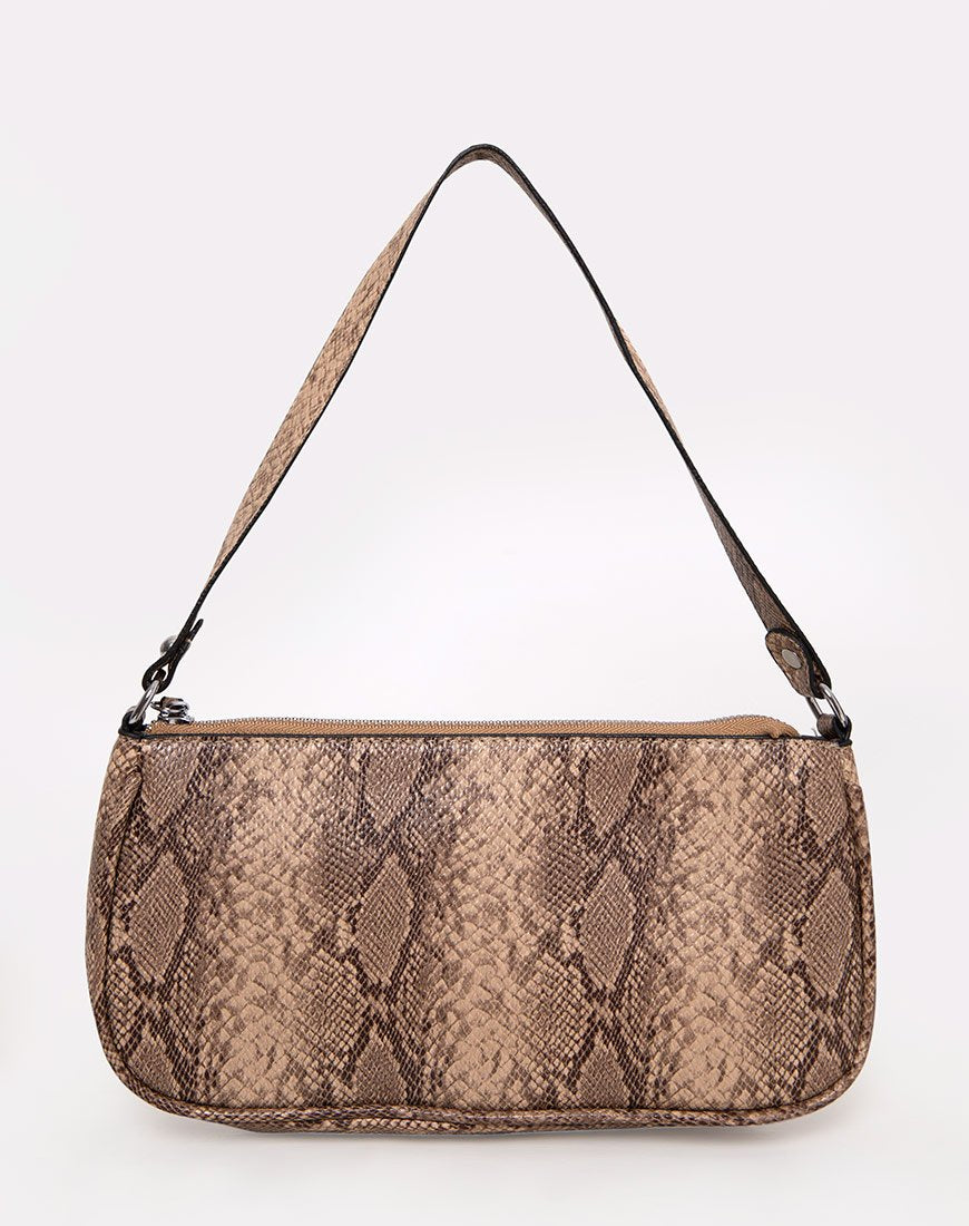 Beige snake print clearance bag