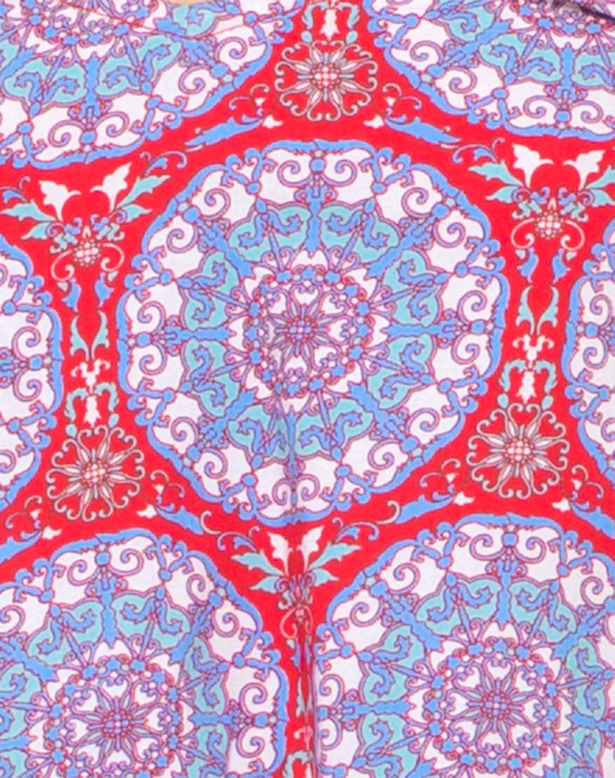 Image of Motel Slip Cami Crop in Mandala Red