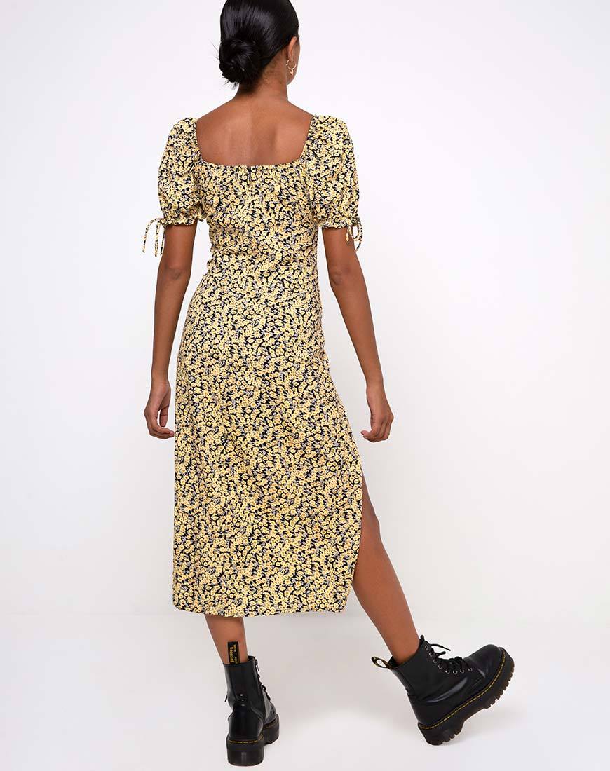 Image of Cello Midi Dress in Mini Bloom Yellow