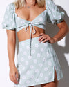Image of Sheny Mini Skirt in Sage Daisy