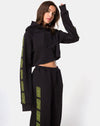 Image of Cropped Black Hoodie in Disco Embro