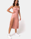 Image of Cypress Midi Dress in Satin Cheetah Dusty Pink