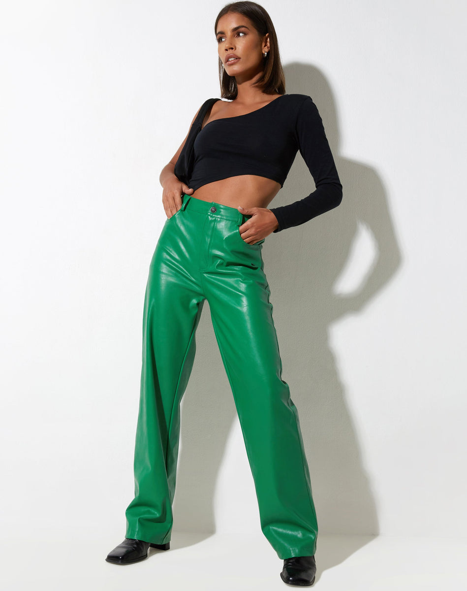 Green best sale vinyl pants