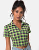 Image of Dhen Crop Top in Green and Purple Check