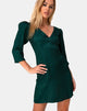 Image of Dumia Mini Dress in Satin Cheetah Forest Green