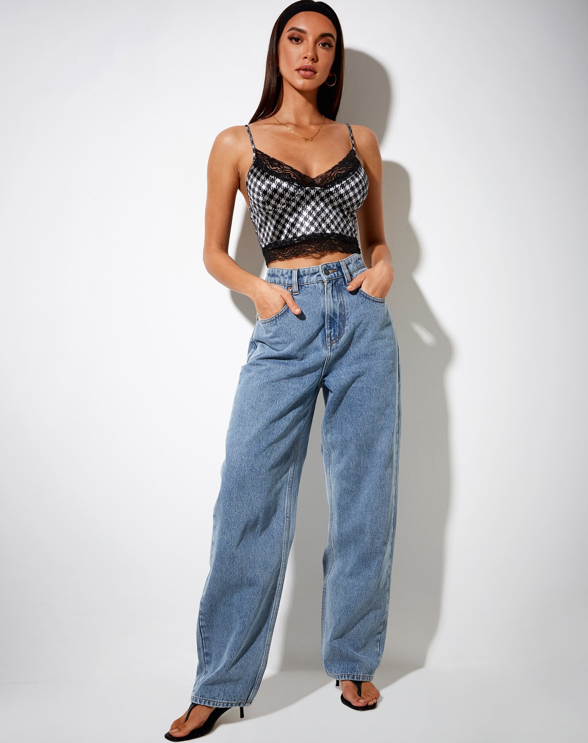 Image of Dyrana Crop Top in Diagonal Dogtooth