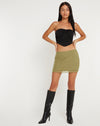 image of Eldon Mini Skirt in Olive Mesh