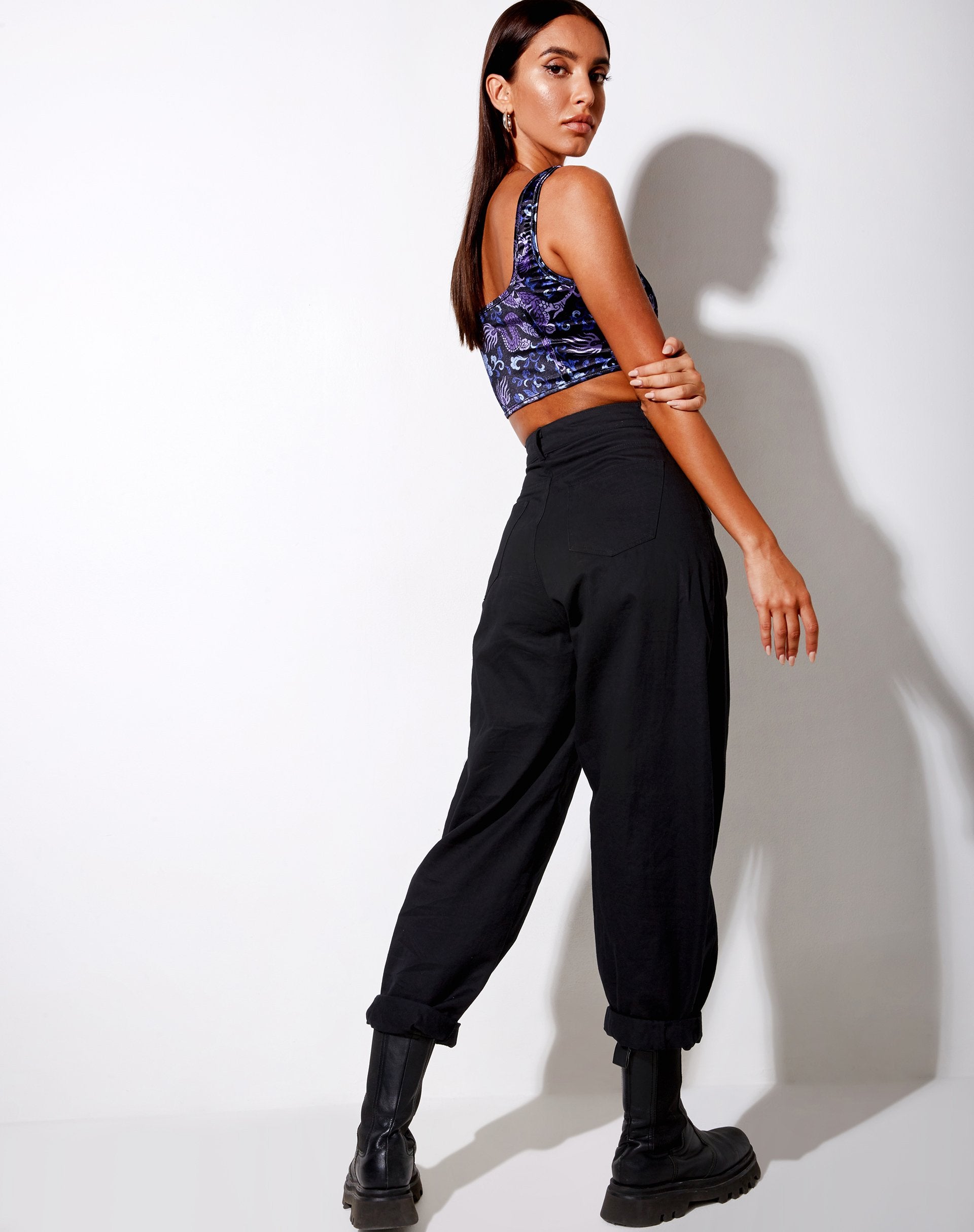 Image of Elix Crop Top in Dragon Blue