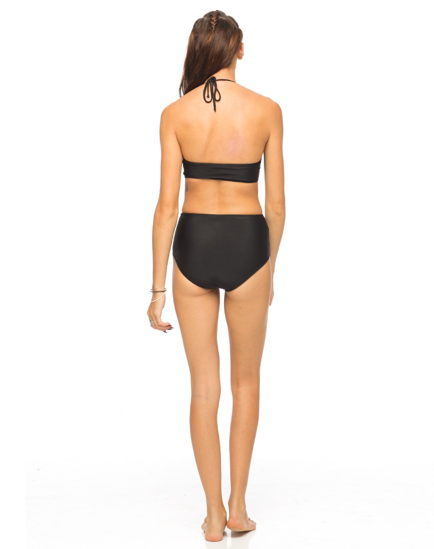 Image of Motel Flux Longline Bikini Top  In Black