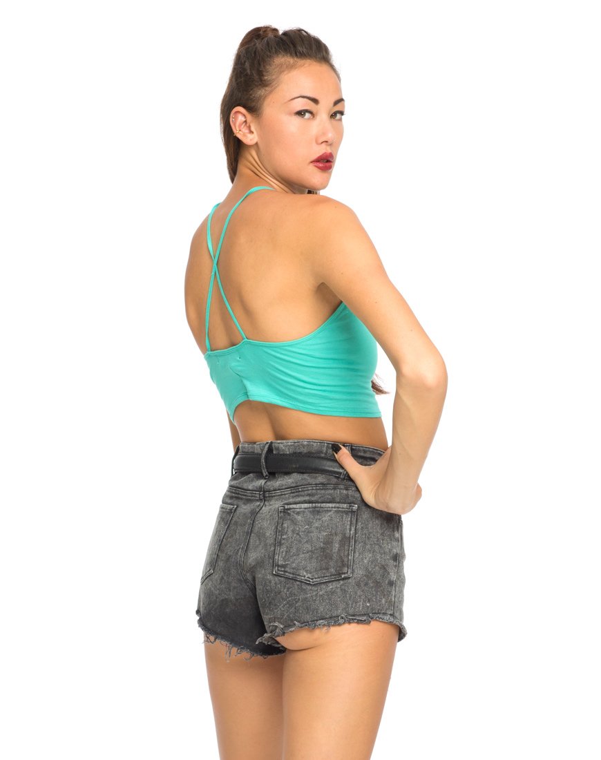 Image of Motel Folly Strappy Crop in Aquamarine