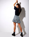 Image of Gaelle Skater Skirt in Floral Field Navy