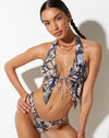 image of Gata Bikini Top in Abstract Butterfly Gold