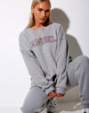 Image of Glo Sweatshirt in Greymarl Angel Embro in Burgundy