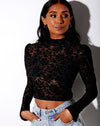 Image of Gracy Crop Top in Brocade Rose Flock Black