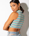 Image of Raco Crop Top in Rib Green Purple and Yellow