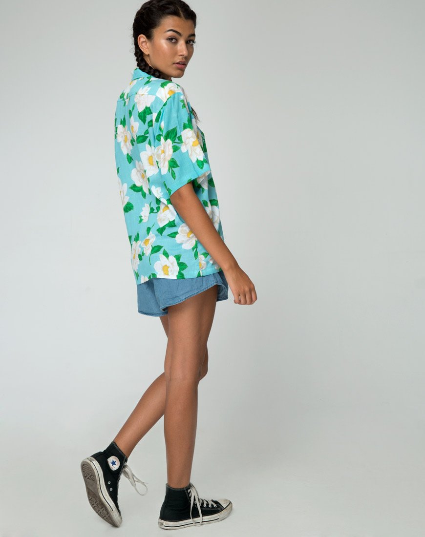 Image of Hawaiian Shirt in White Rose