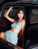 Image of Hepsie Crop Top in Flower Power Blue