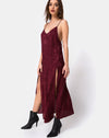 Image of Hime Maxi Dress in Satin Burgundy Rose