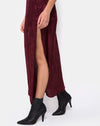 Image of Hime Maxi Dress in Satin Burgundy Rose