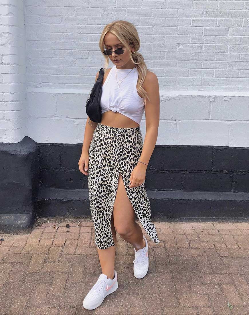 Black and white cheetah midi skirt best sale