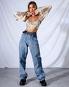 Image of Irene Longsleeve Top in Crinkle Sand Leopard