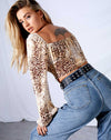Image of Irene Longsleeve Top in Crinkle Sand Leopard