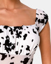 Image of Kalina Bodice in Flock Dalmatian Black and White
