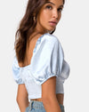 Image of Kalua Crop Top in Satin Powder Blue