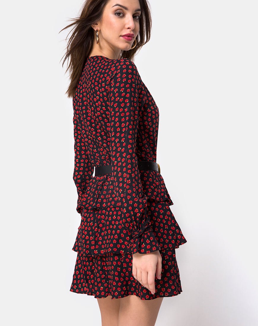 Kepsibelle Dress in Dotty Rose Black motelrocks com eur