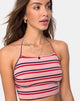 Image of Fonda Crop Top in 70s Stripe Pink Horizontal