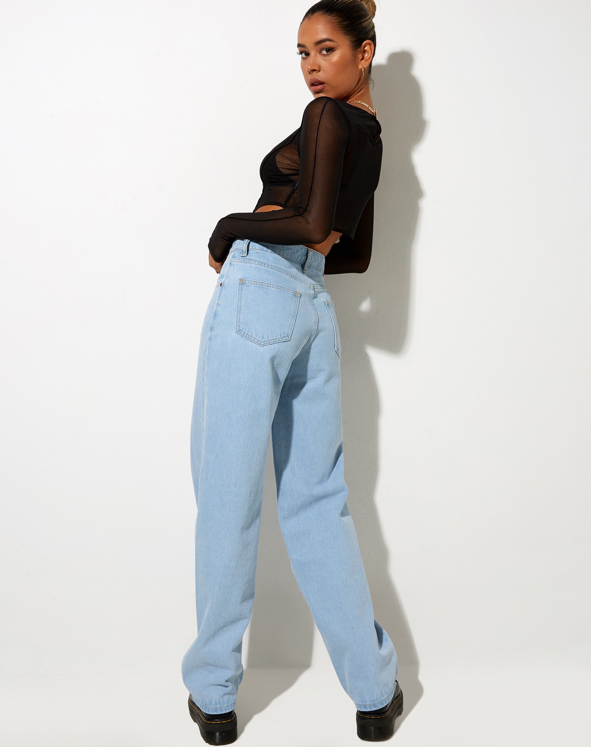 Image of Kisel Crop Top in Mesh Black