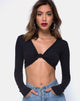 Image of Knotie Longsleeve Crop Top in Black