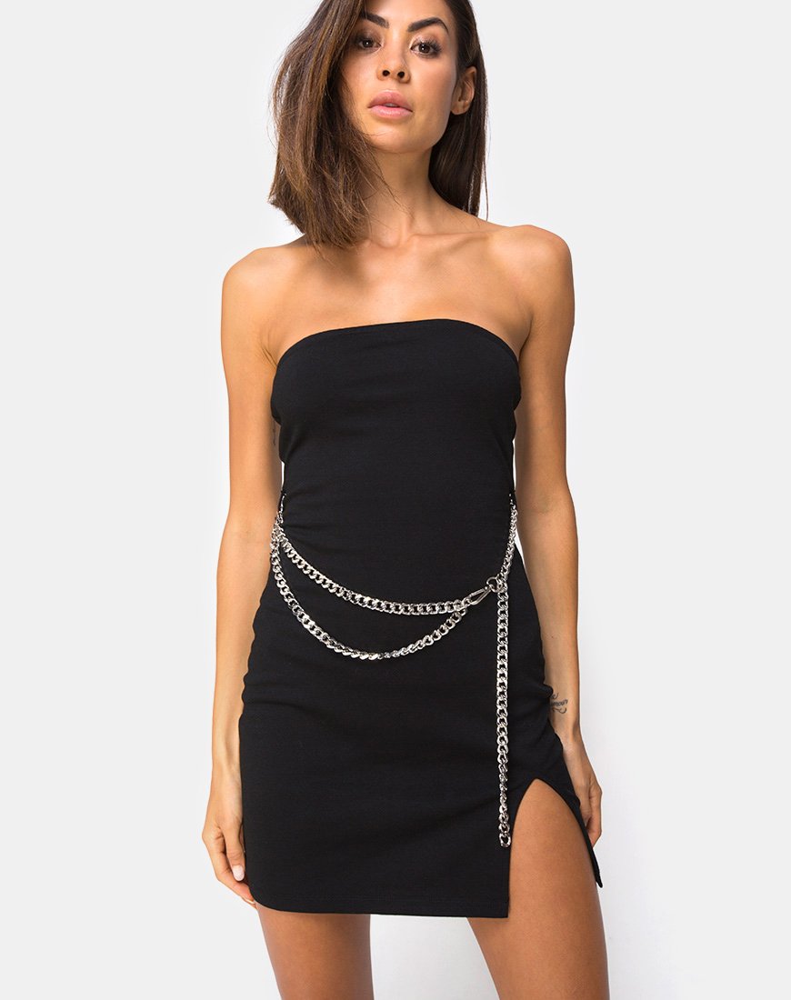 Black dress hot sale with silver belt