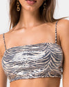 Image of Kylie Crop Top in Tiger with Clear Sequin