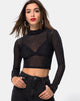 Image of Rhala Crop Top in Black Net