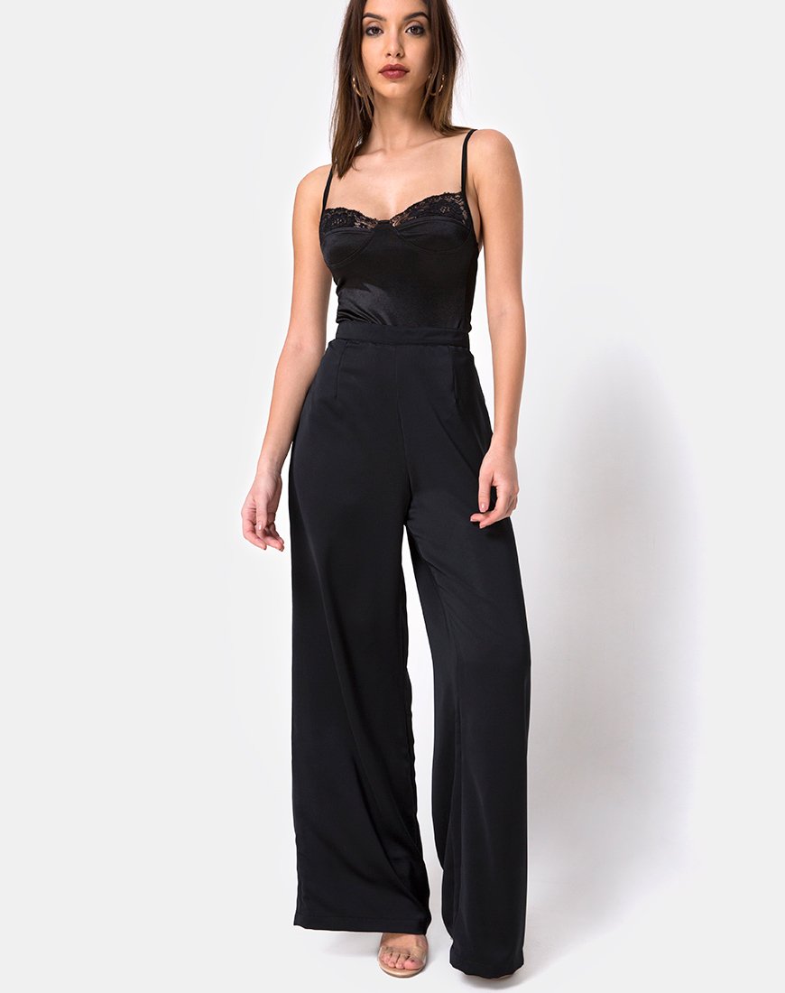 Image of Letta Bodice in Black with Lace Trim