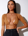 Image of Liena Crop Top in Rib Dark Tan