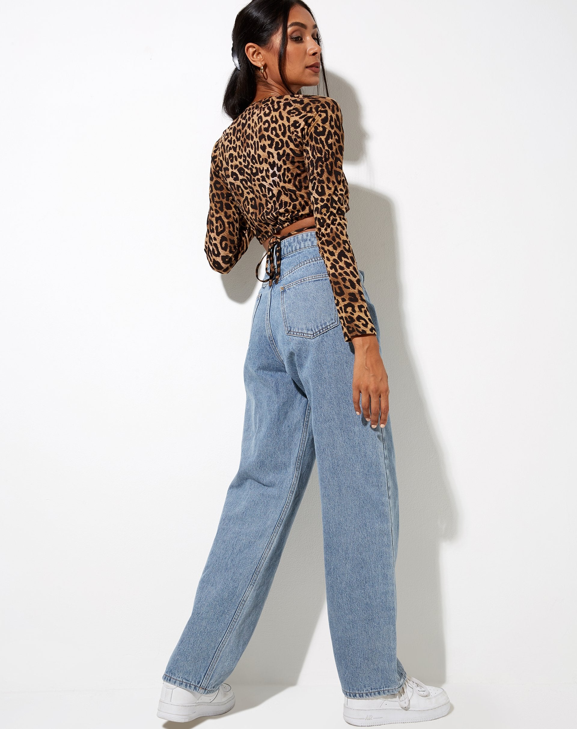 Image of Lieneva Crop Top in Night Leopard Brown