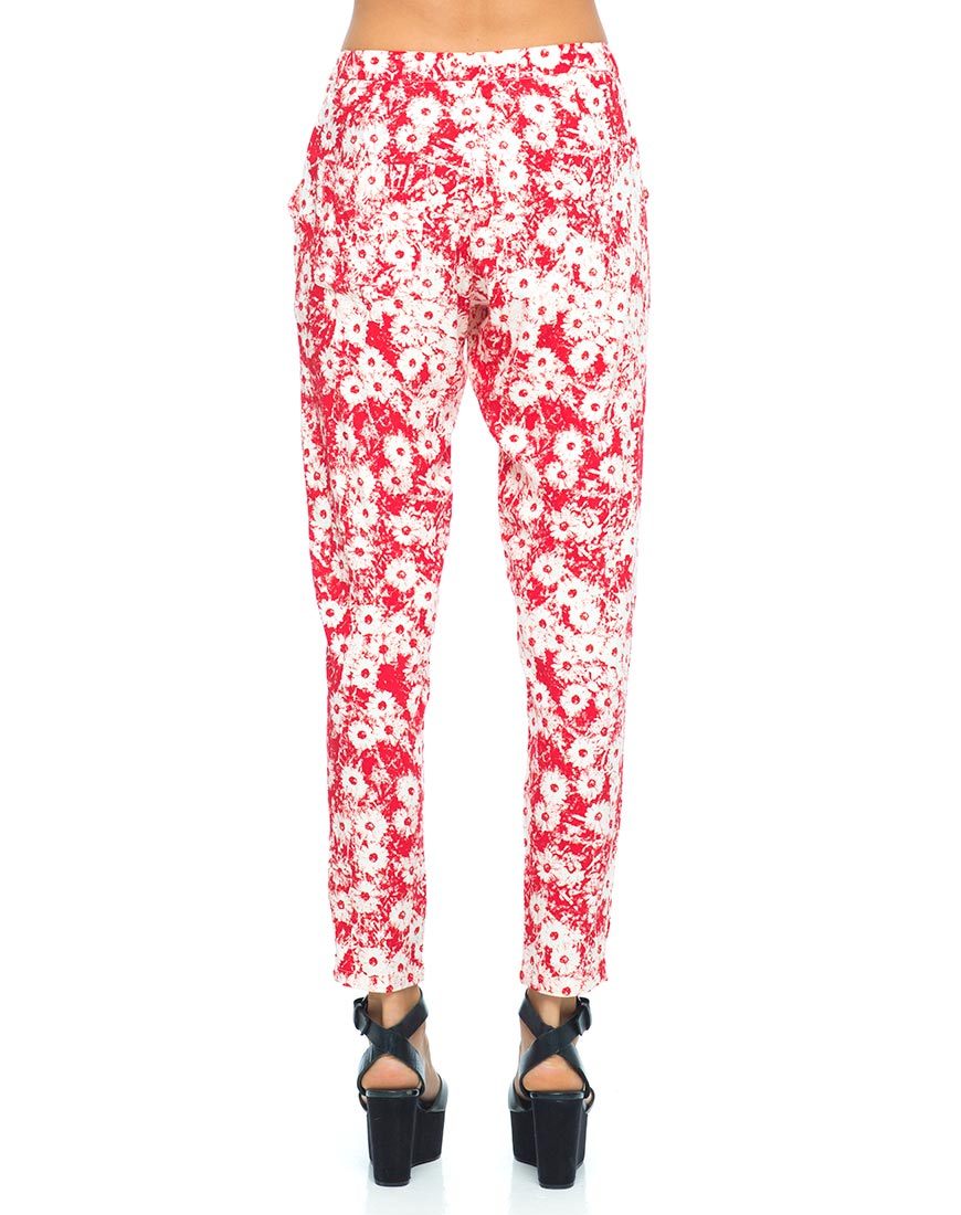 Image of Motel Logan Peg Leg Trouser in Xerox Daisy Red