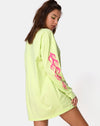 Image of Lotsun Sweatshirt in Flurogreen with Flame